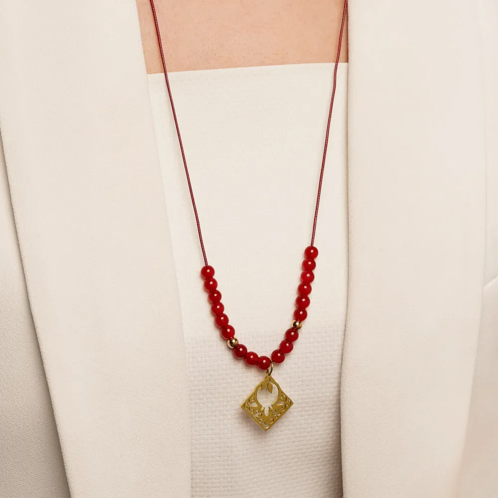 گردنبند چرمی انار آویز استیل