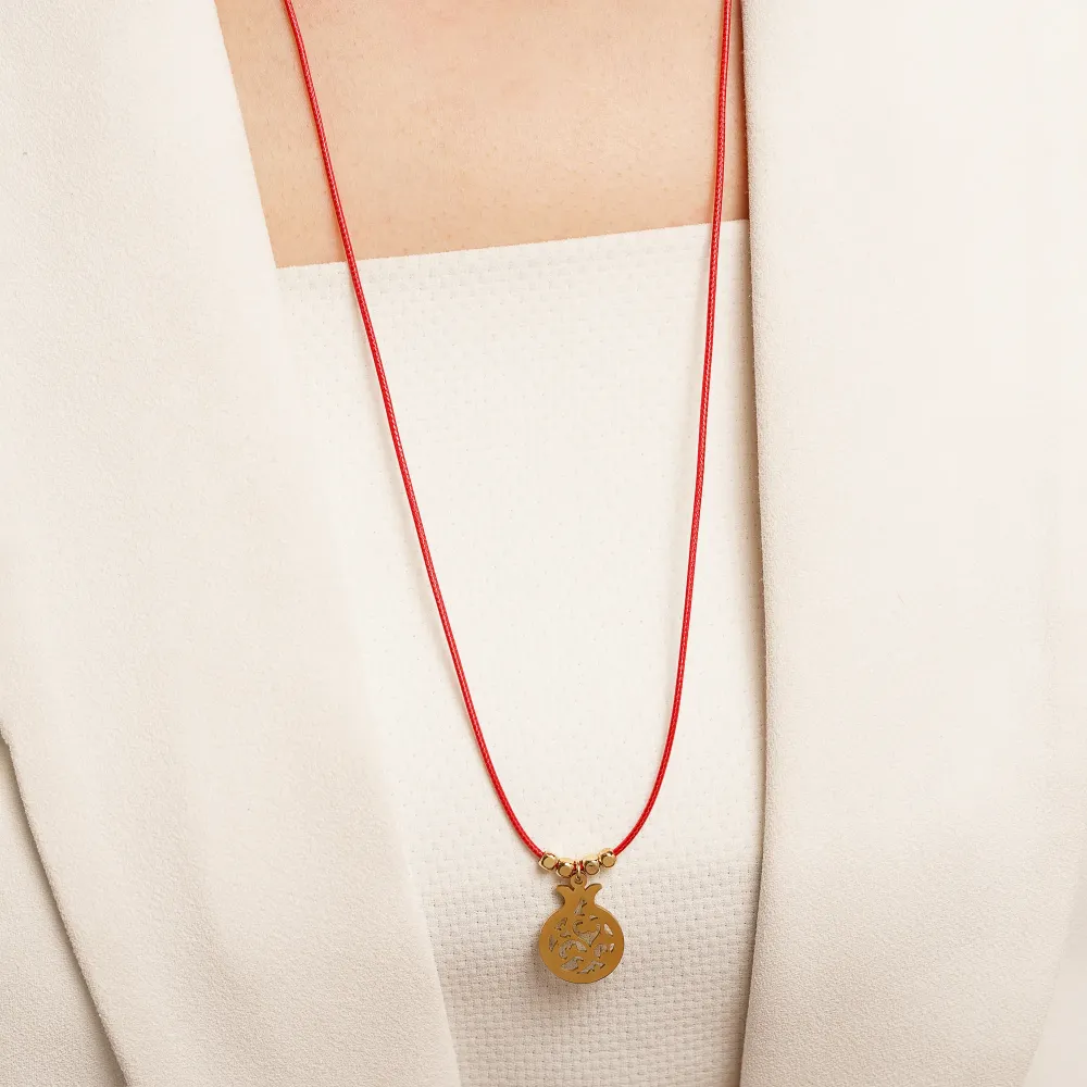 گردنبند انار پلاک دار نخی