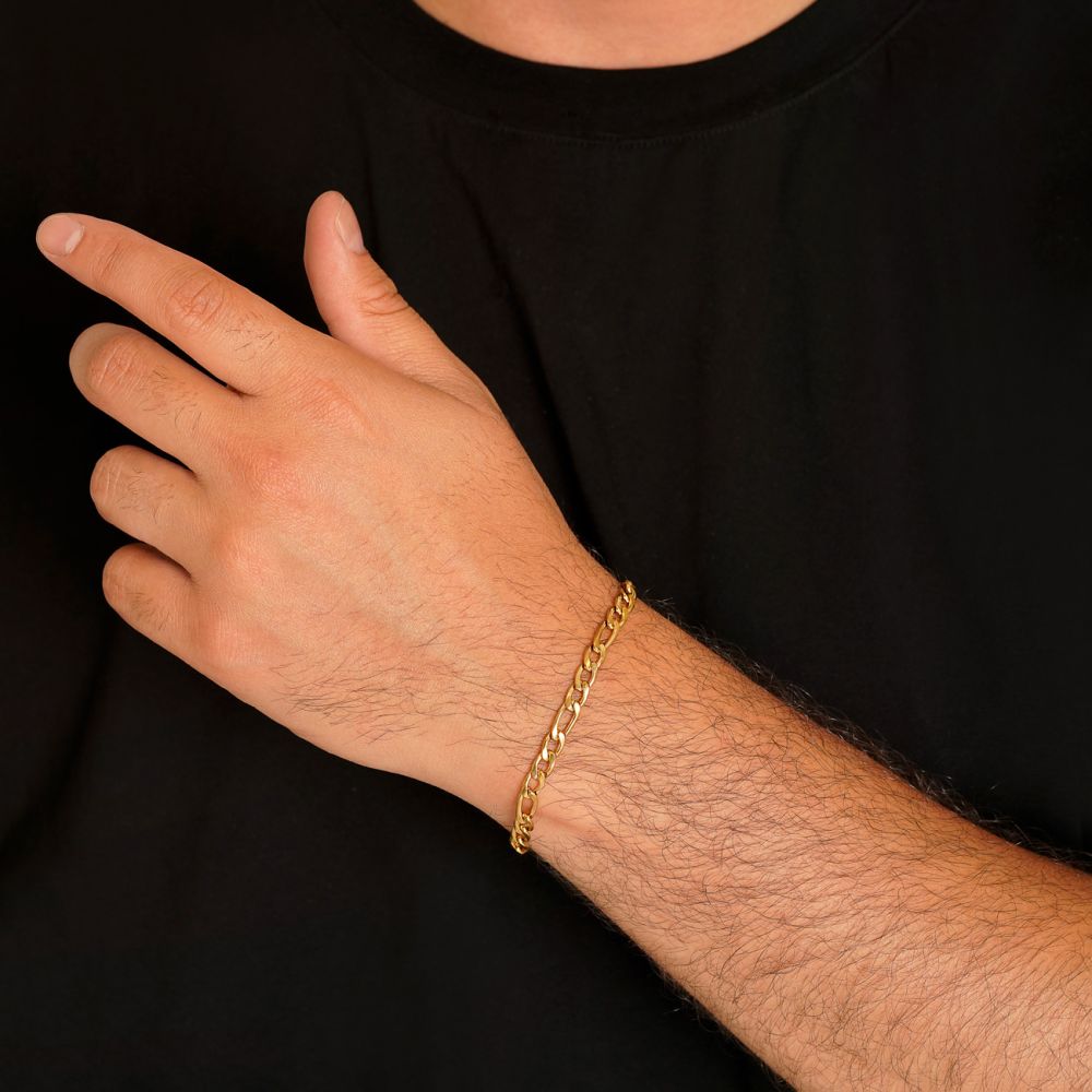 تصویر دستبند استیل 304 (Cartier )فیگارو 5 میل مشکی