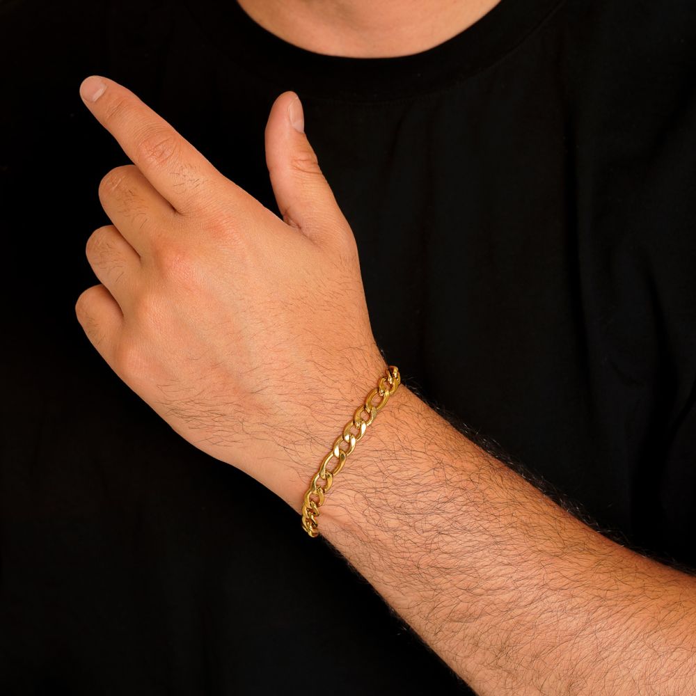 تصویر دستبند استیل 304 (Cartier) فیگارو 7 میل طلایی