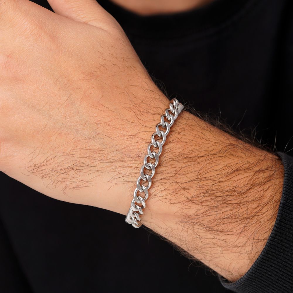 تصویر دستبند استیل 304 کارتیر 8 میل سفید