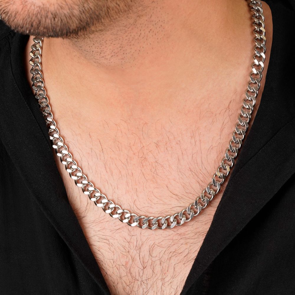 تصویر زنجیر استیل 304 کارتیر تراش 10.4 میل سفید