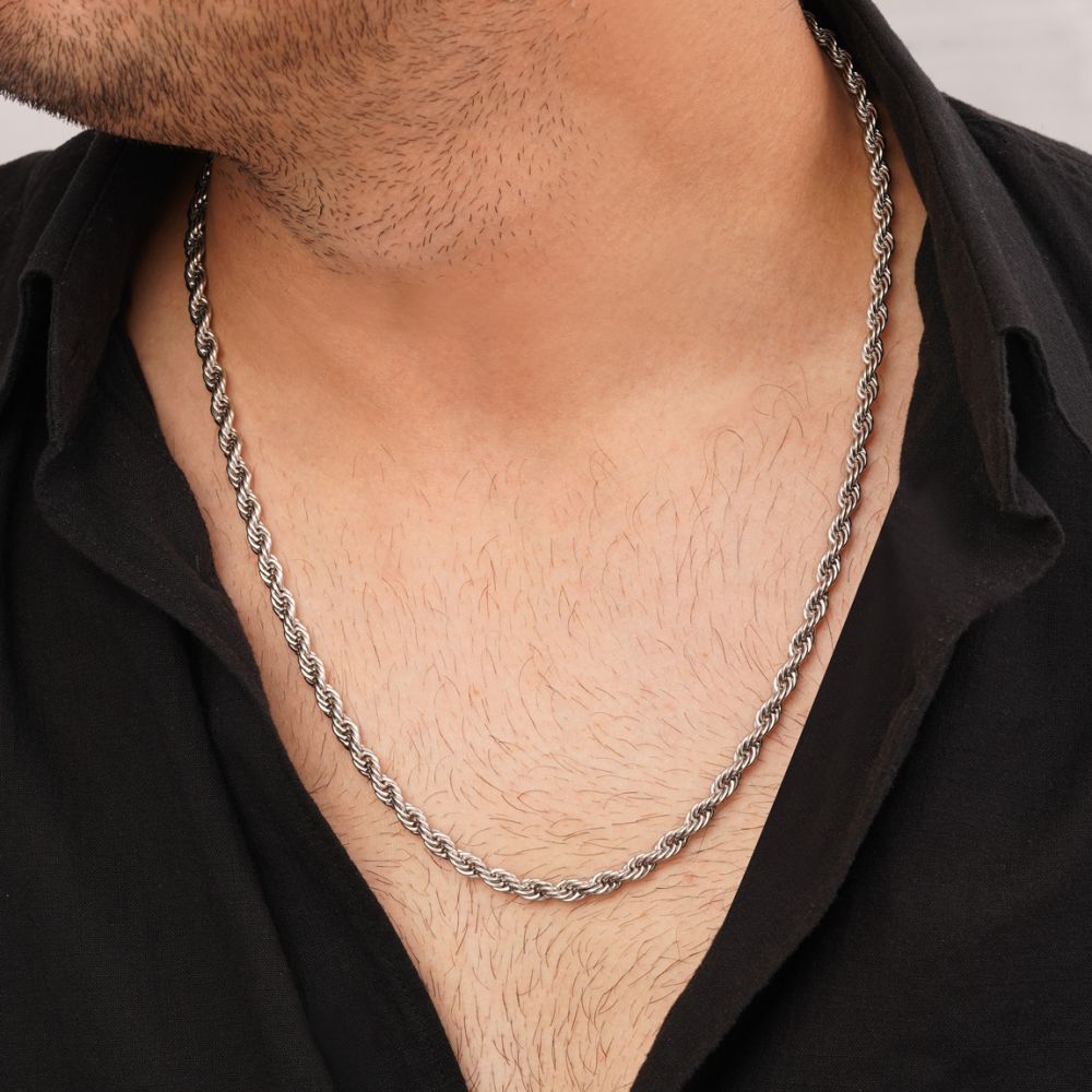 تصویر زنجیر تراش رولو استیل 304 نقره ای   