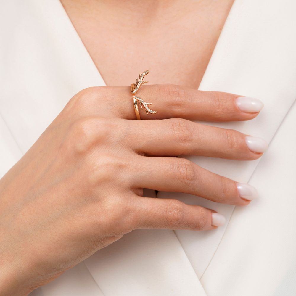 تصویر انگشتر شاخ گوزن طلایی YSX (فری سایز)