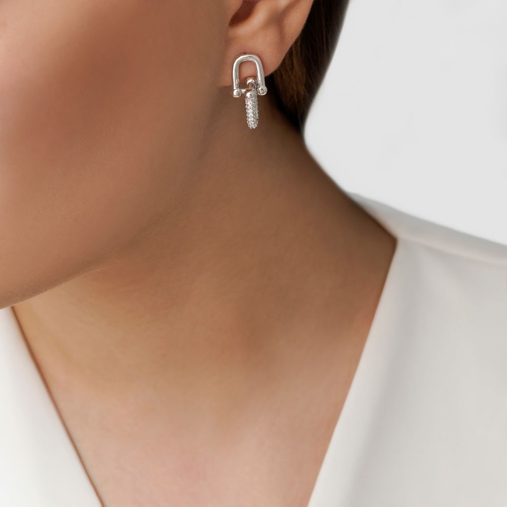 گوشواره YSX میخی تیفانی نگین دار سفید