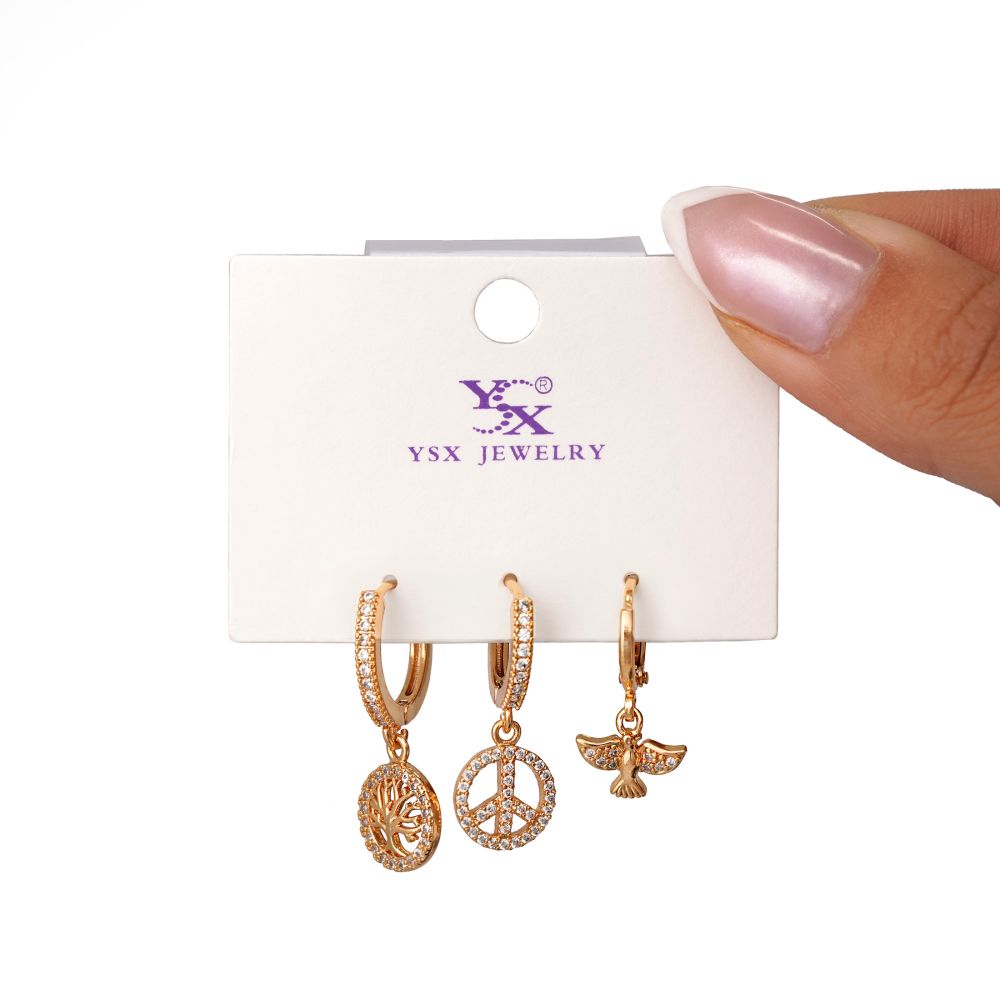گوشواره Ysx سه عددی  طلایی