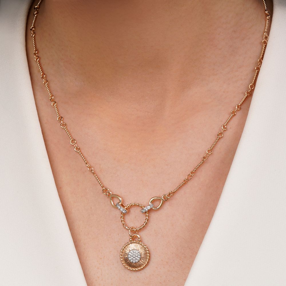 تصویر گردنبند YSX دیوید یورمن نگین دار طلایی 