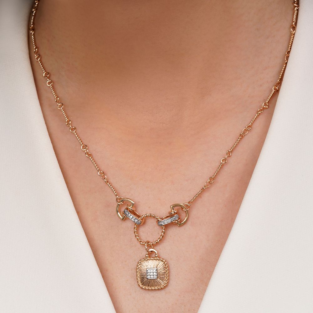 تصویر گردنبند YSX دیوید یورمن نگین دار طلایی 