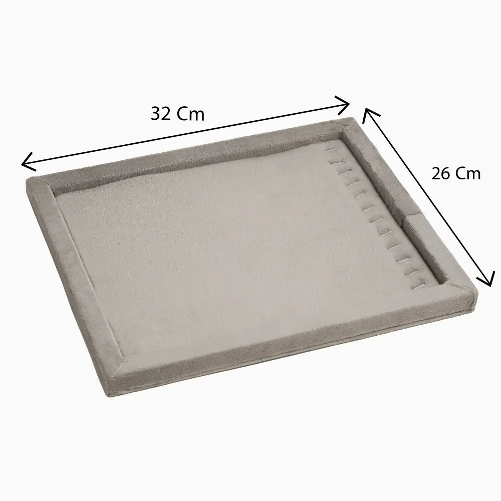 تصویر سینی پابندی مخمل رنگ خاکستری