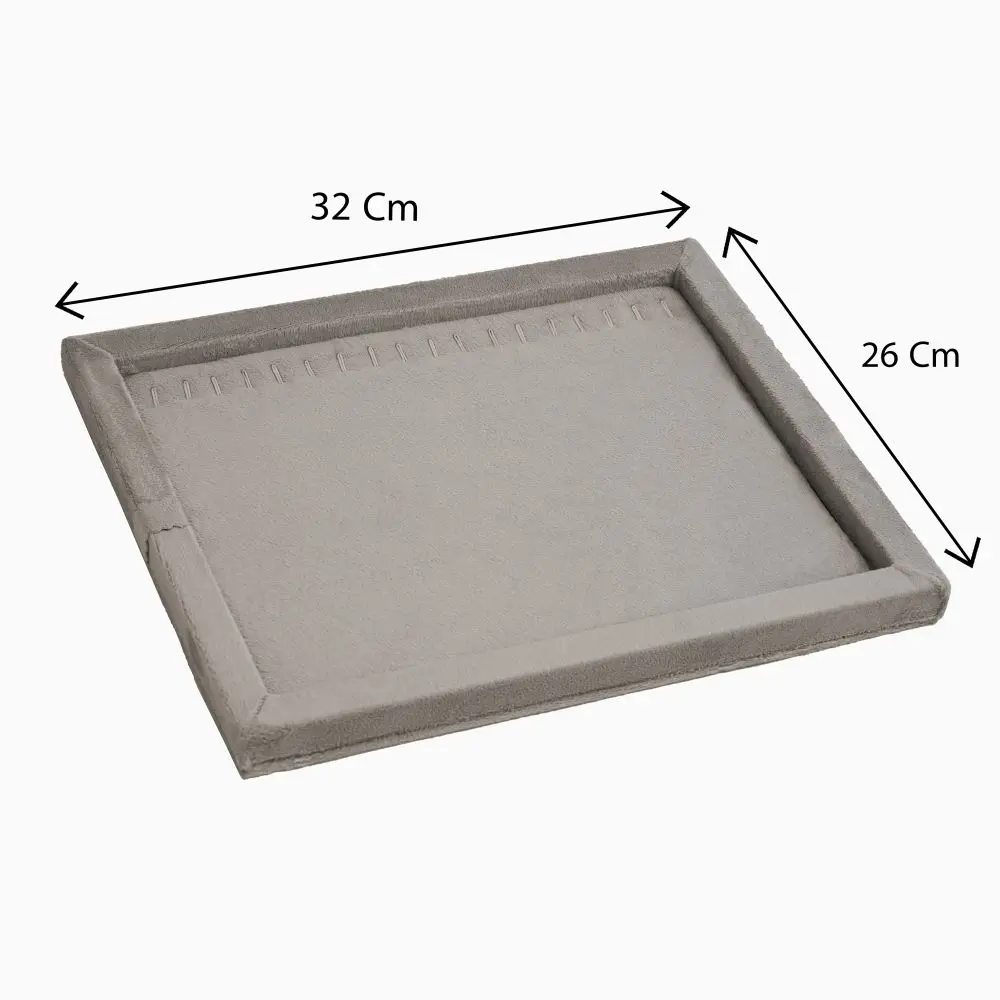 تصویر سینی دستبندی مخمل رنگ خاکستری