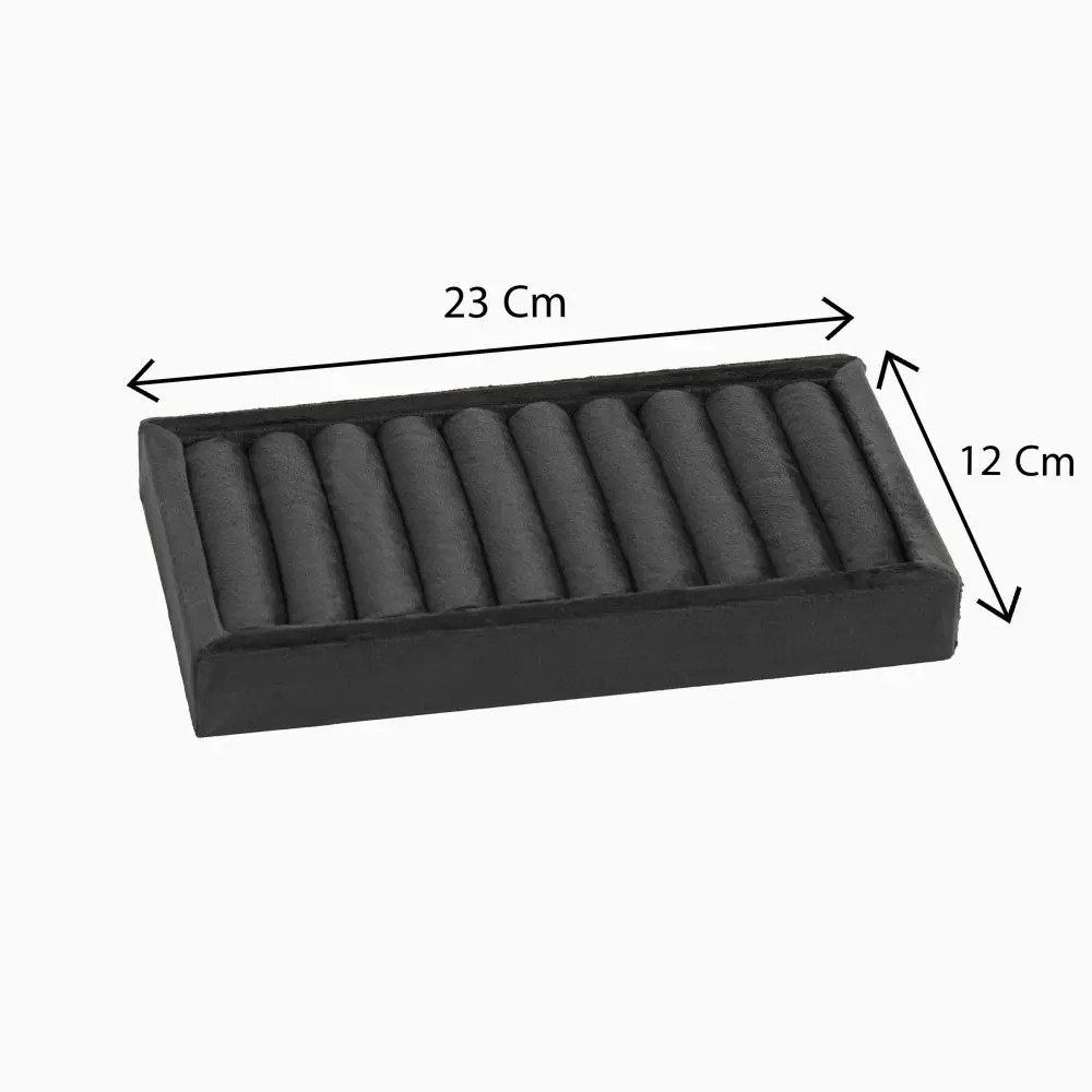 تصویر سینی بند انگشتی کوچک مخمل رنگ زغالی