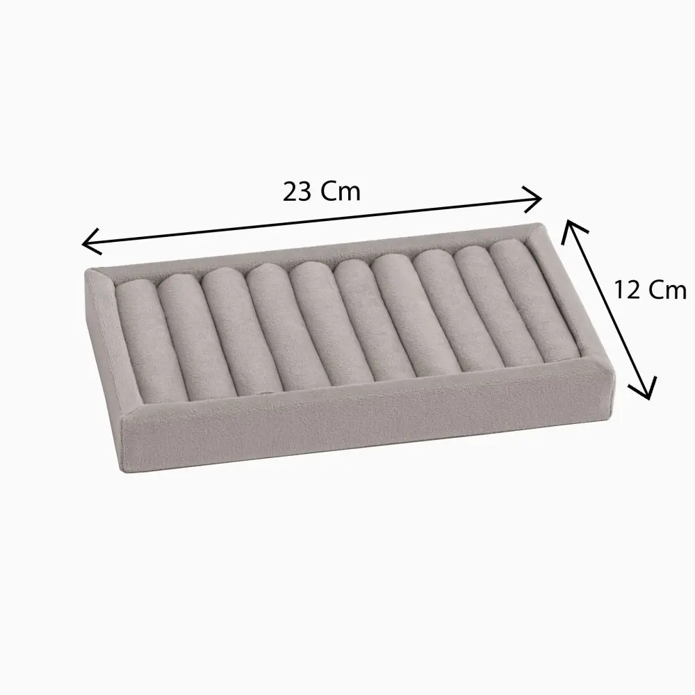 تصویر سینی بند انگشتی کوچک مخمل رنگ خاکستری