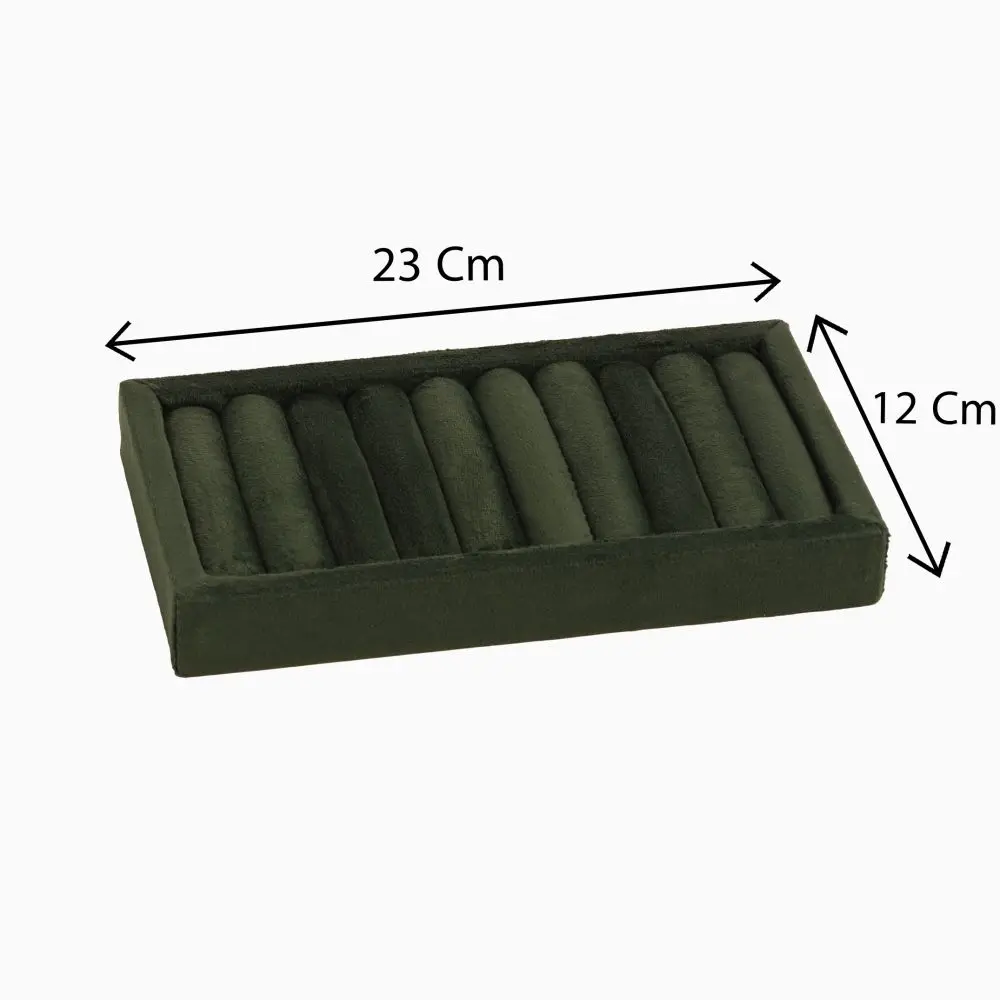 تصویر سینی بند انگشتی کوچک مخمل رنگ سبز پررنگ