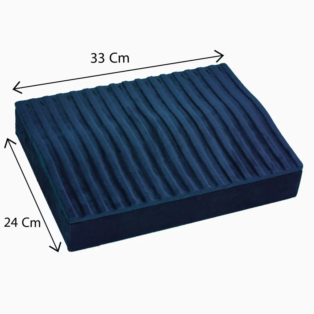 تصویر استند دستبند زنجیری شیاردار مخمل رنگ سورمه ای