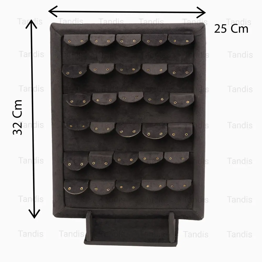 استند ایستاده گوشواره ٣٠ عددی مخمل رنگ زغالی