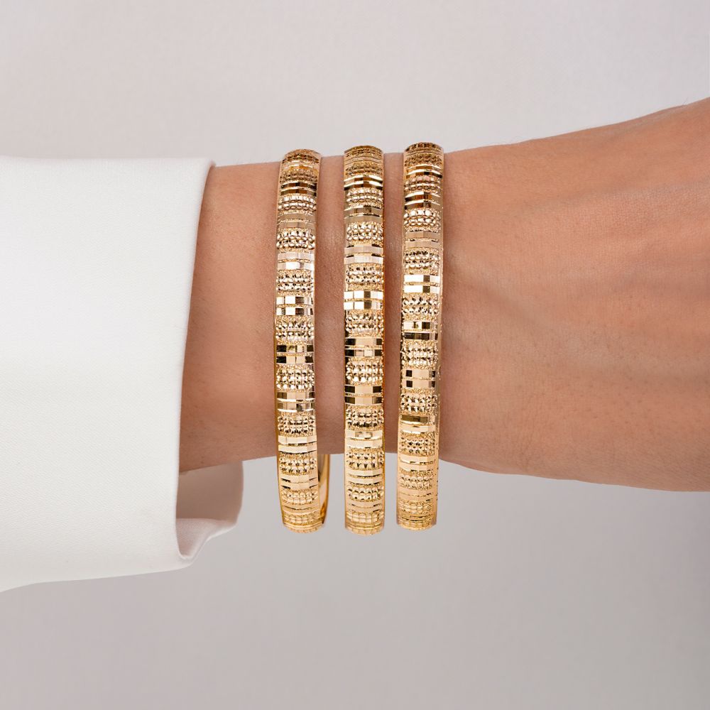 تصویر النگو 7 میل زنانه طلایی ضمانتی کد 712(بسته3عددی)