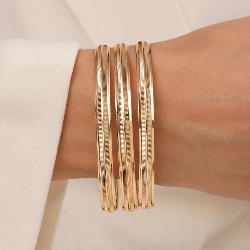 تصویر النگو 6 میل زنانه ضمانتی کد 606 طلایی(بسته3 عددی)