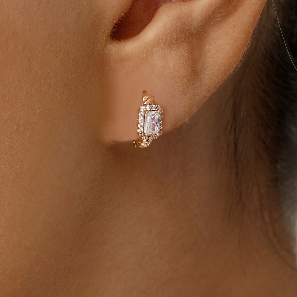 تصویر گوشواره شوپینگ حلقه ای طلایی