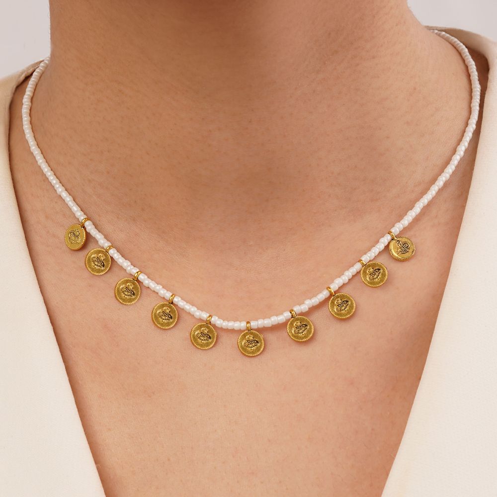 تصویر گردنبند استیل فانتزی رنگی