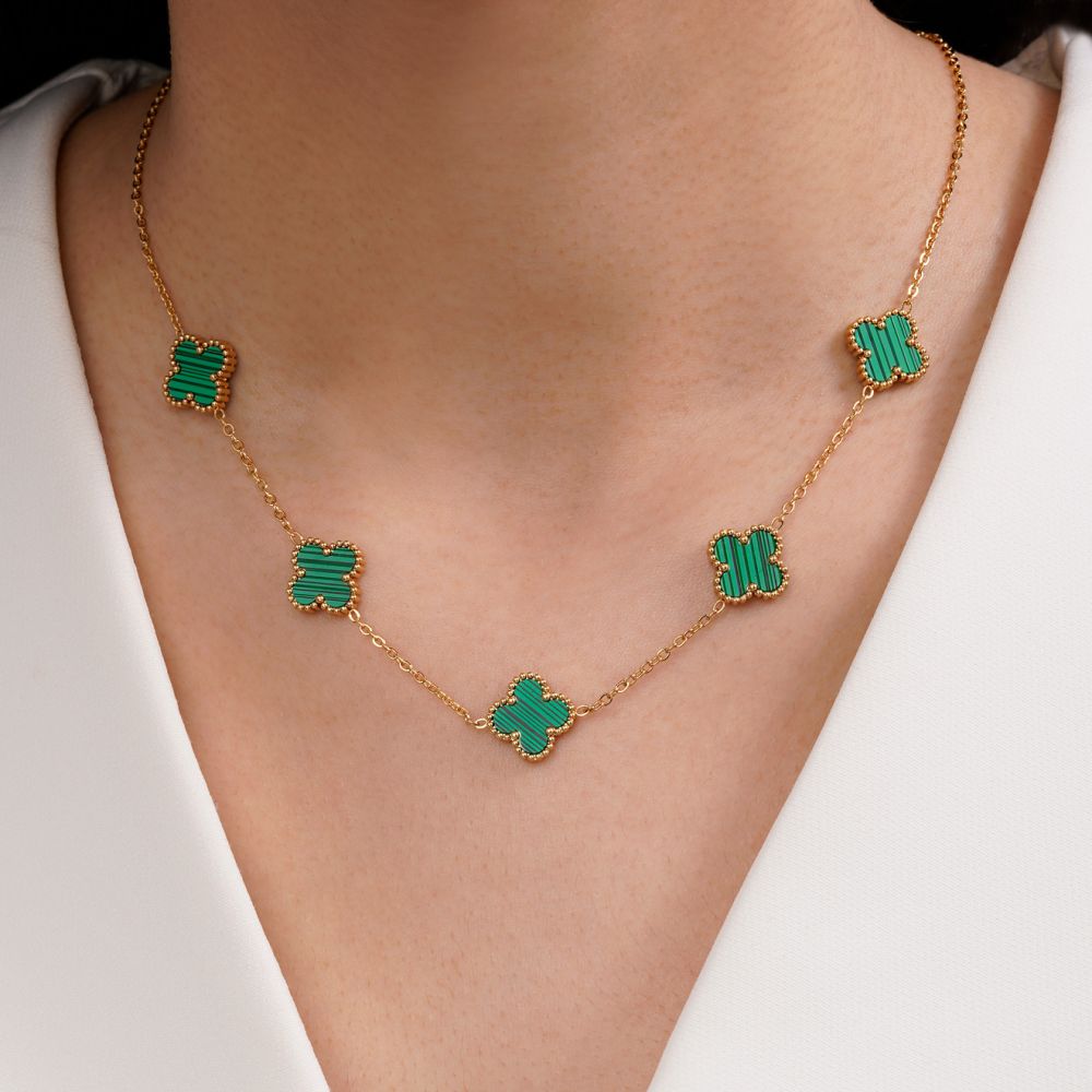 تصویر گردنبند استیل 304 ونکلیف 13میل طلایی