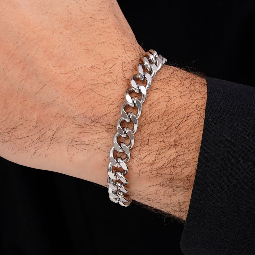 تصویر دستبند استیل 304 کارتیر تراش 10.4میل سفید