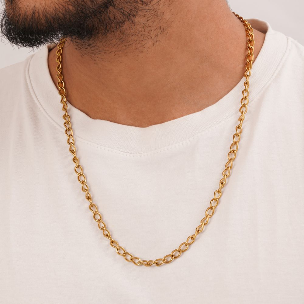 تصویر زنجیر استیل 304 کارتیر طلایی