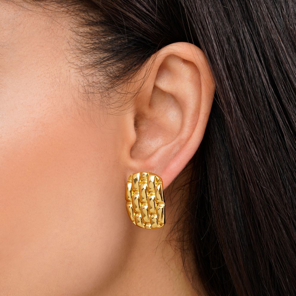 تصویر گوشواره رادیوم طرح دار طلایی