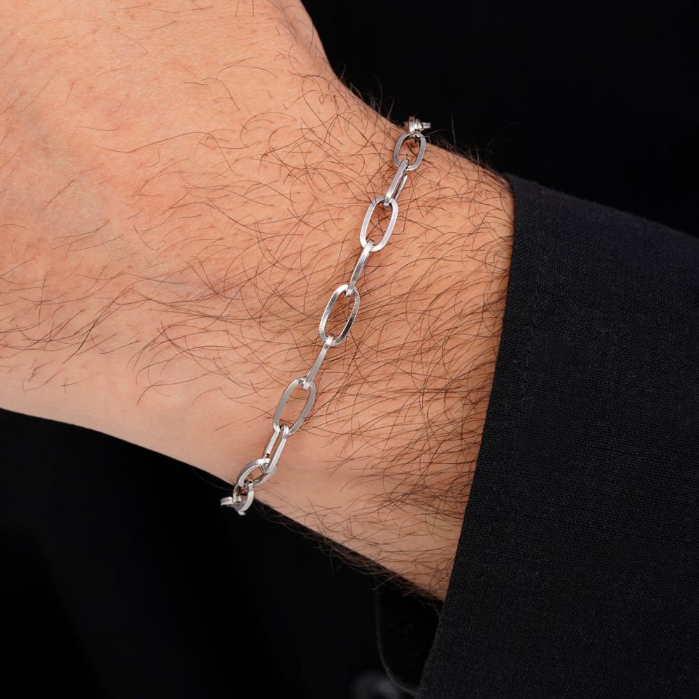 تصویر دستبند استیل 304 حلقه ای 5 میل سفید