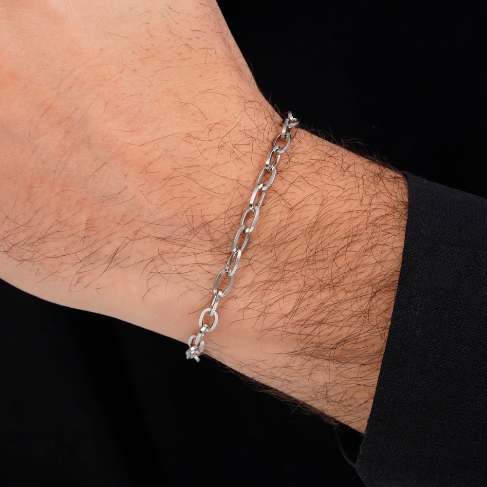 تصویر دستبند استیل 304 حلقه ای 5.2 میل سفید