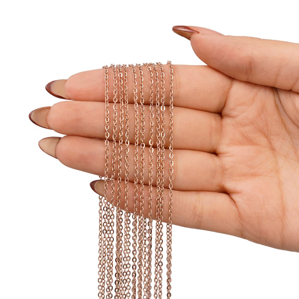 تصویر زنجیر استیل 304 دیپلمات 0.4 میل رزگلد 35 سانت(بسته 10 عددی)