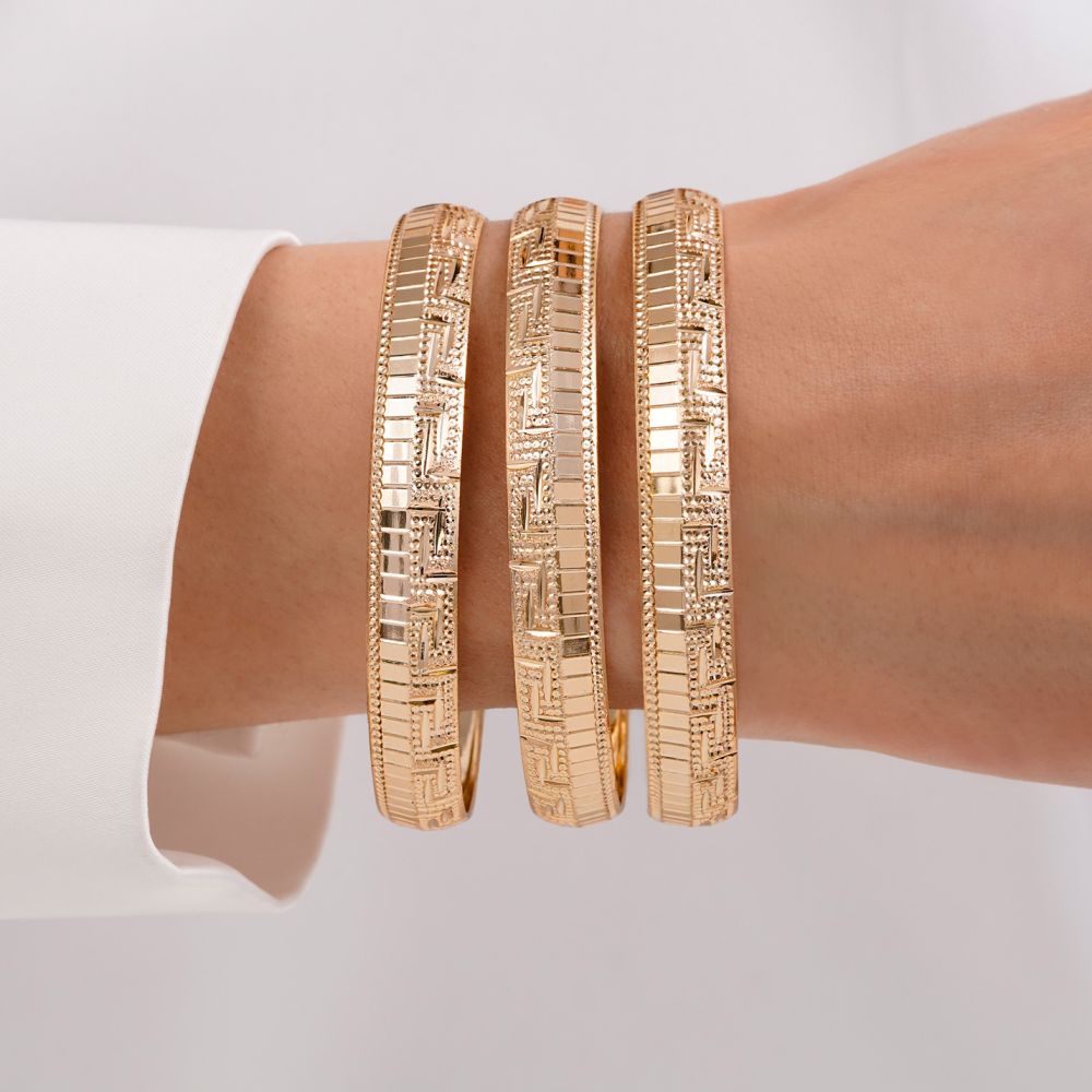 تصویر النگو 1 سانت زنانه کد 1012 طلایی ضمانتی(بسته3 عددی)