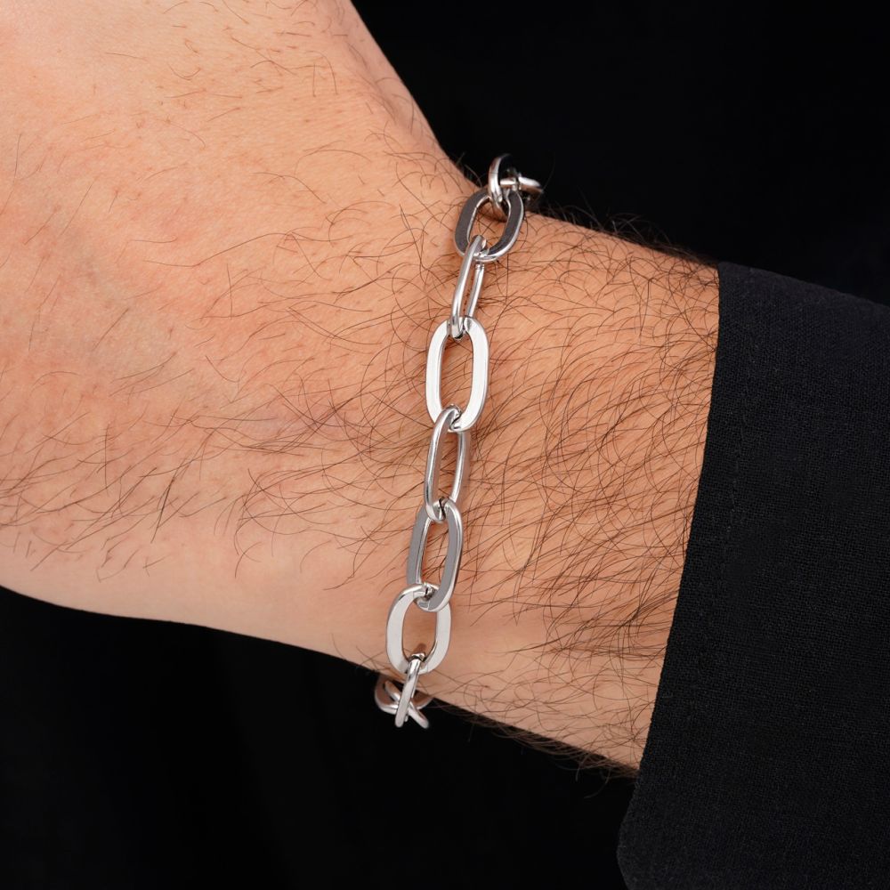 تصویر دستبند استیل 304 حلقه ای 8.5 میل سفید