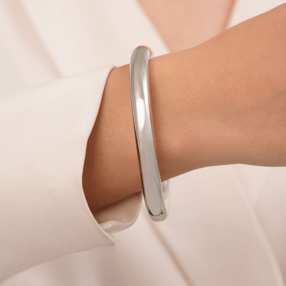 دستبند النگویی استیل 316 آینه ای سفید