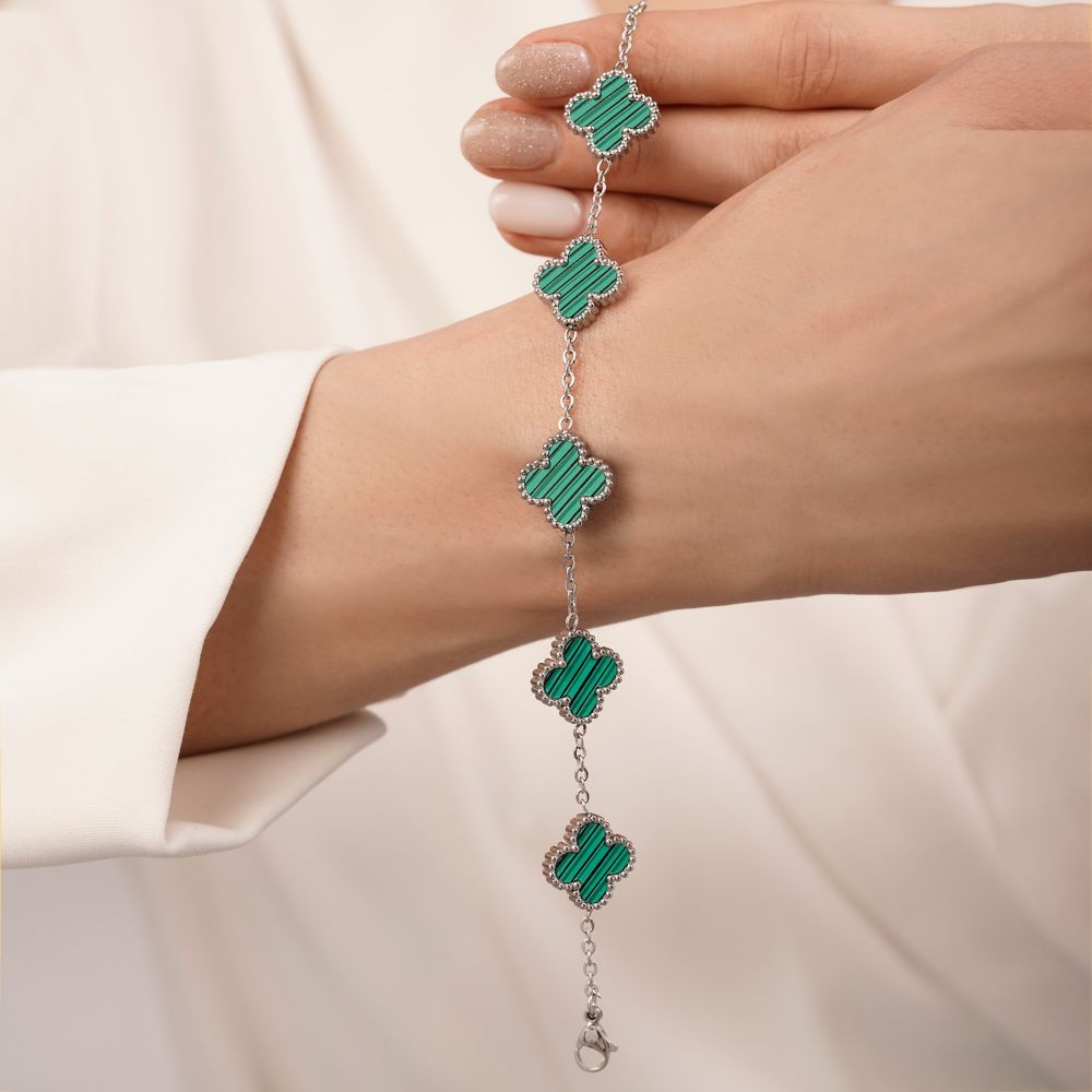 تصویر دستبند استیل304 ونکلیف 15 میل سبز سفید