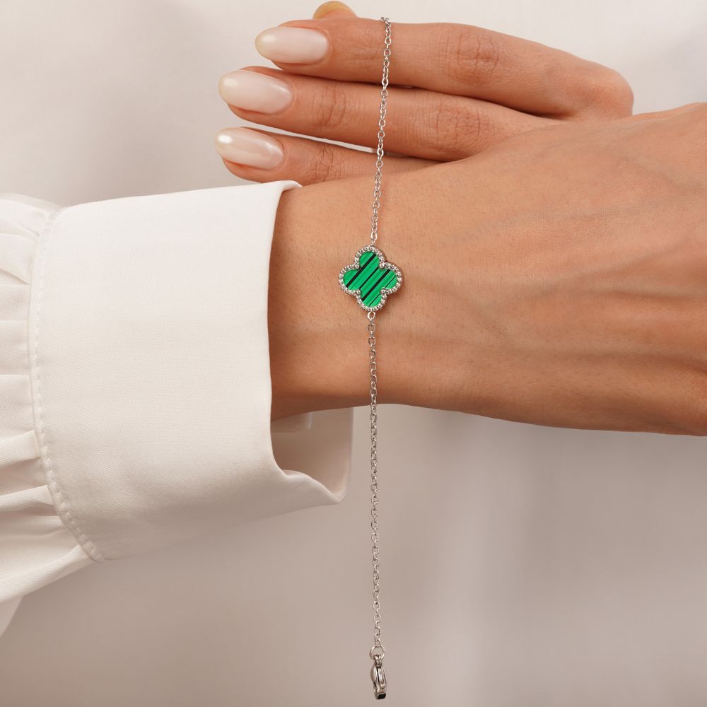 تصویر دستبند استیل304 ونکلیف سبز سفید