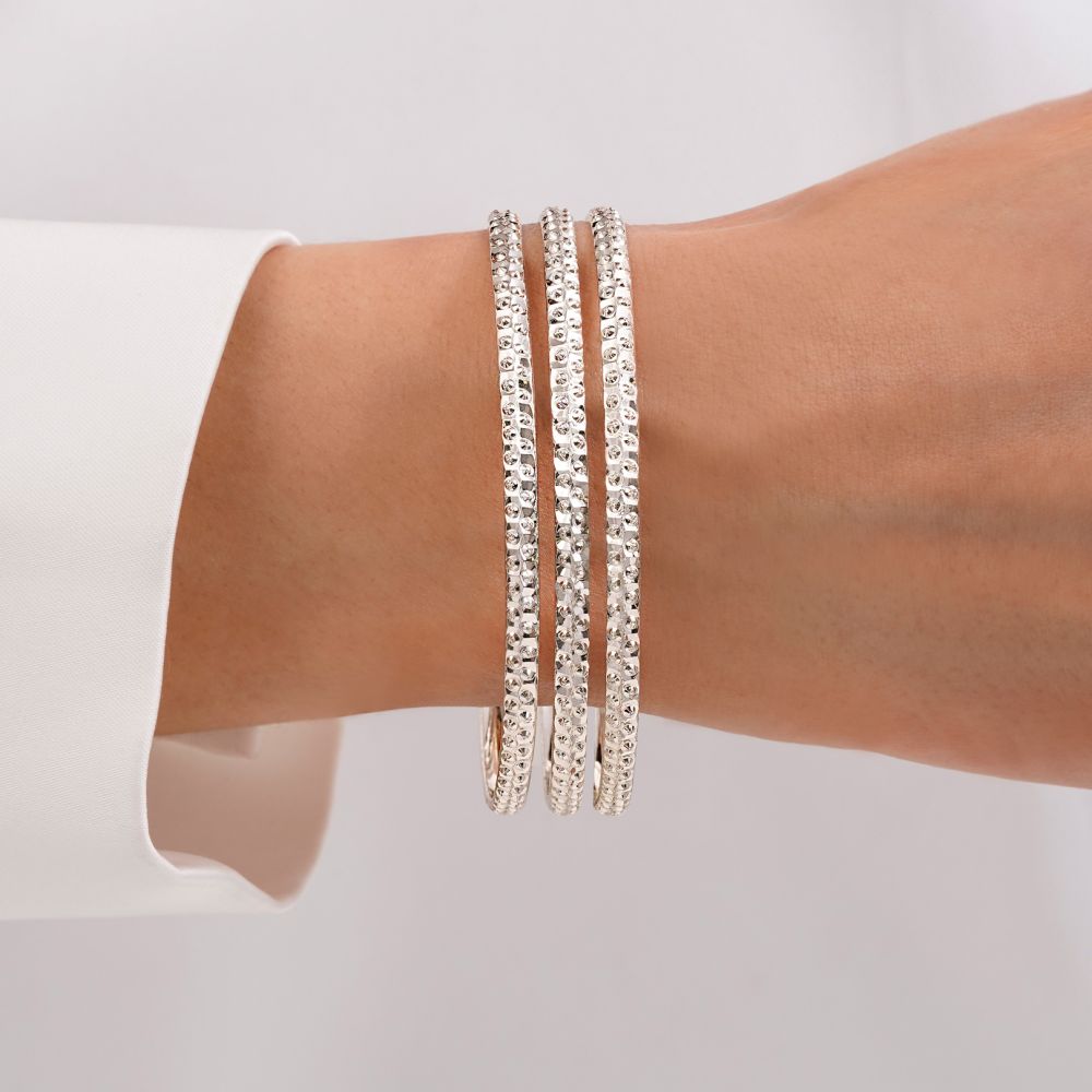 تصویر النگو 3 میل زنانه  سفید ضمانتی کد 302 (بسته3عددی)	