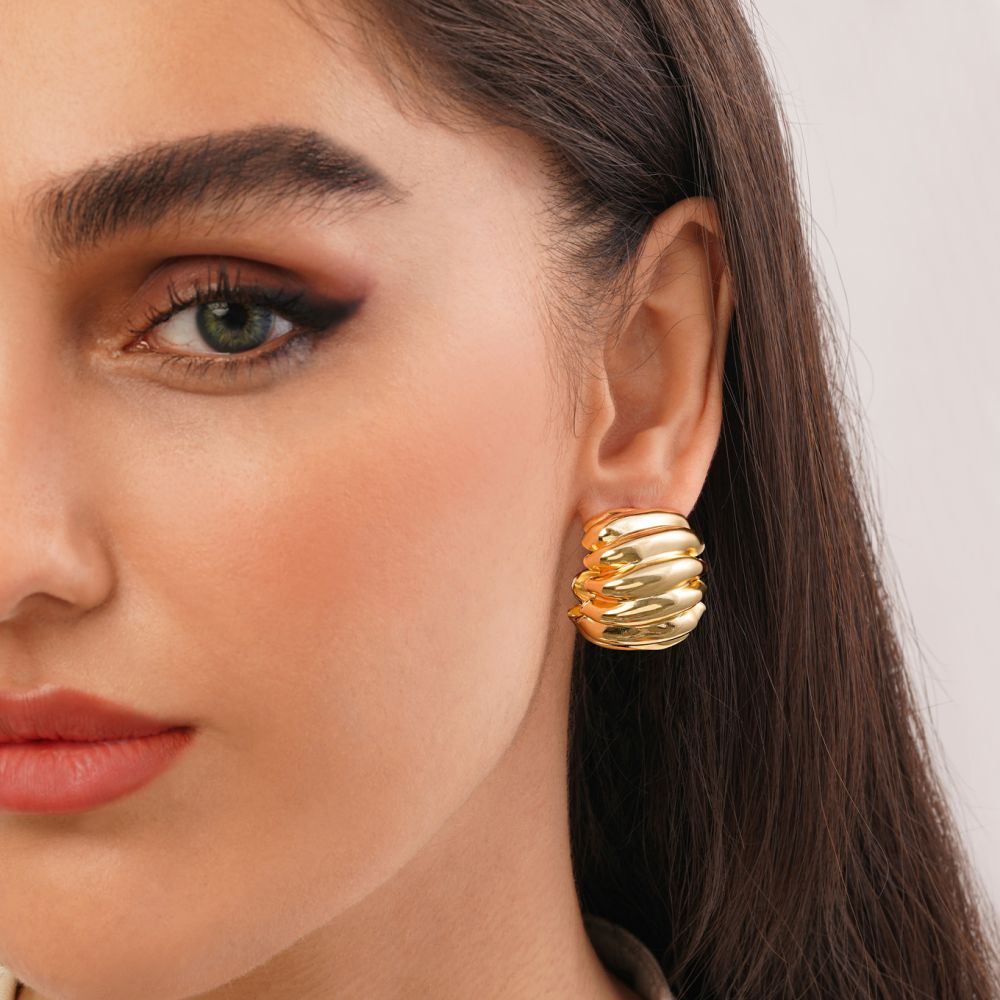 تصویر گوشواره رادیوم طرح دار طلایی