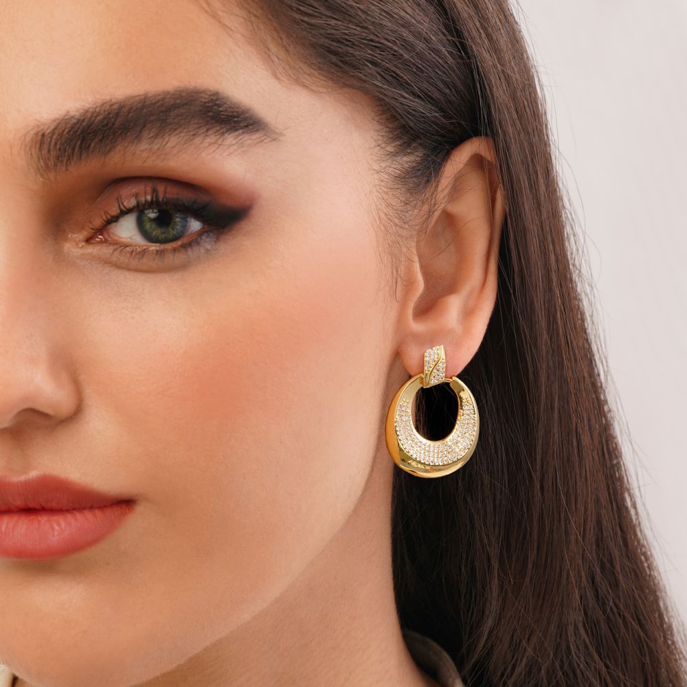 تصویر گوشواره رادیوم میخی طلایی