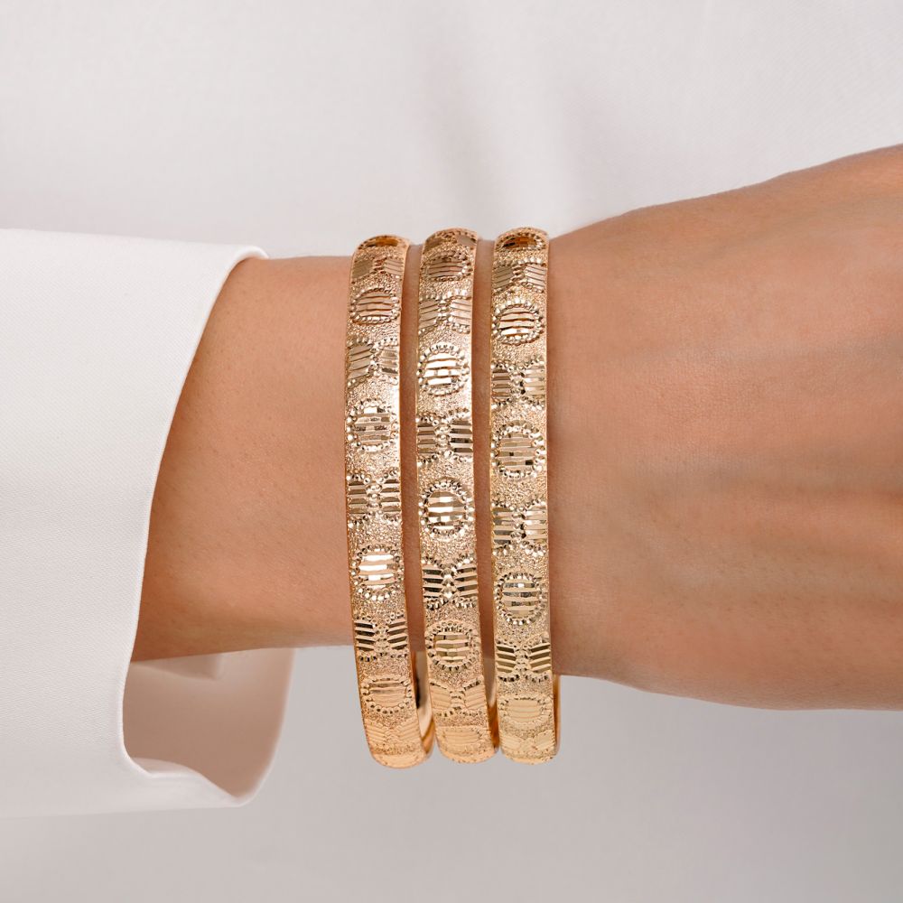 النگو 7 میل زنانه سایز 4 طلایی ضمانتی ( بسته 3 عددی)