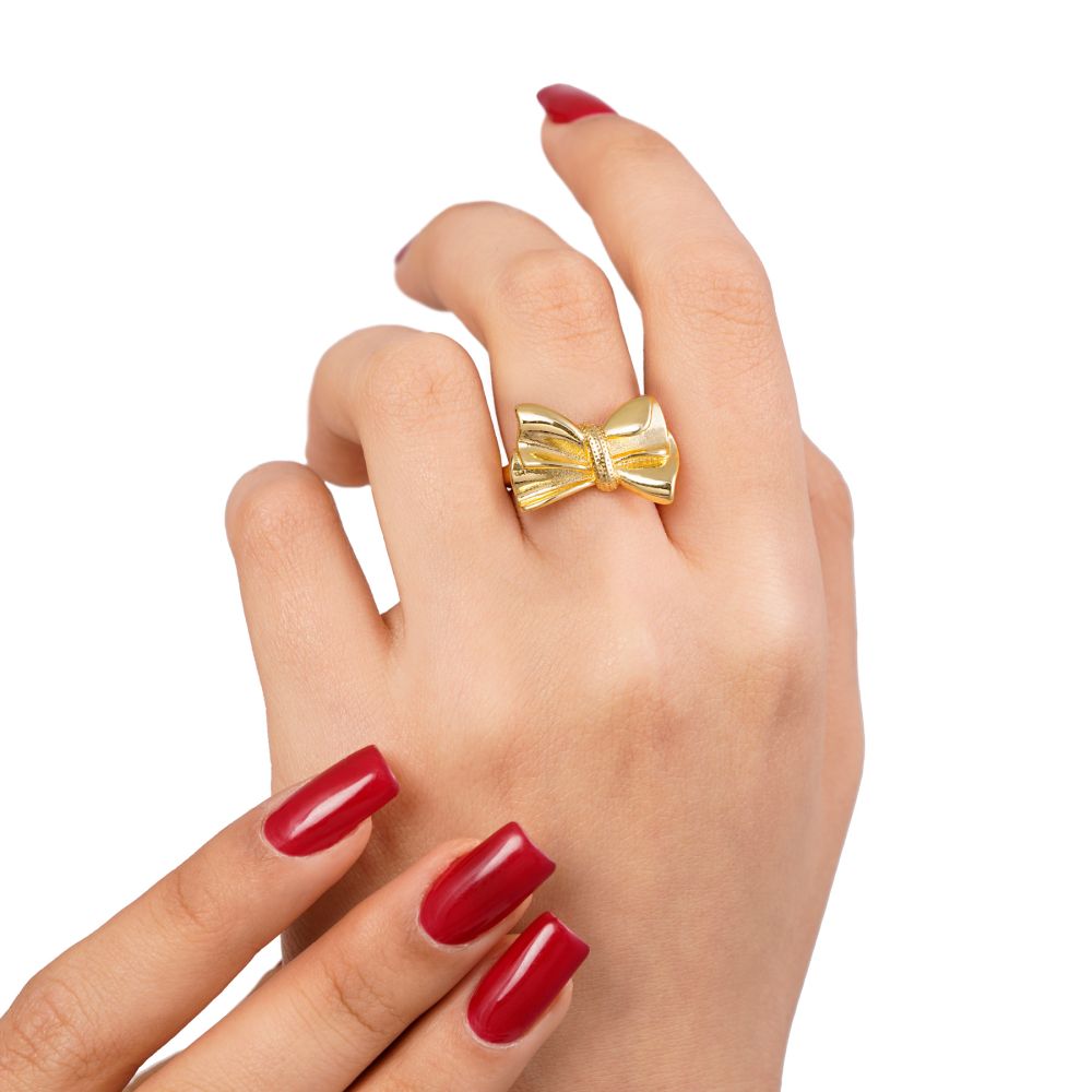 تصویر انگشتر آبکاری رادیوم پاپیون طلایی(فری سایز)