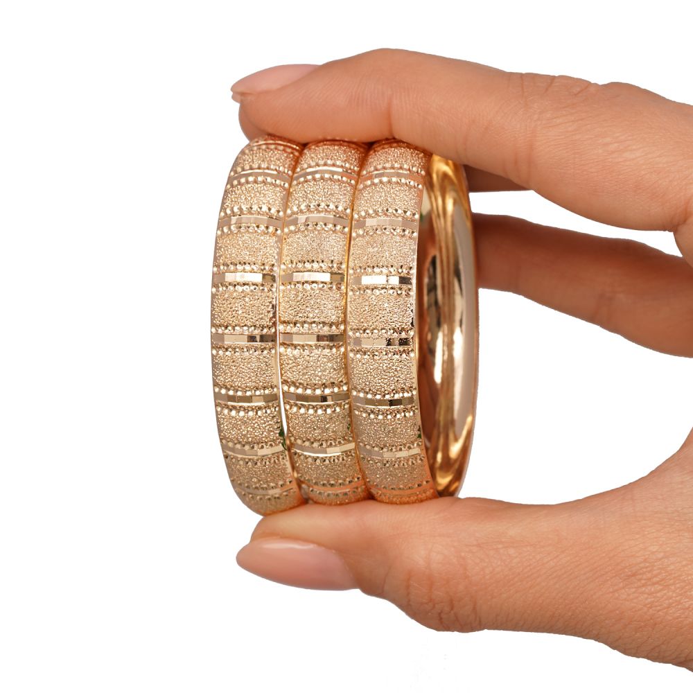 تصویر النگو 1 سانت دخترانه کد1004 طلایی ضمانتی (بسته3عددی)