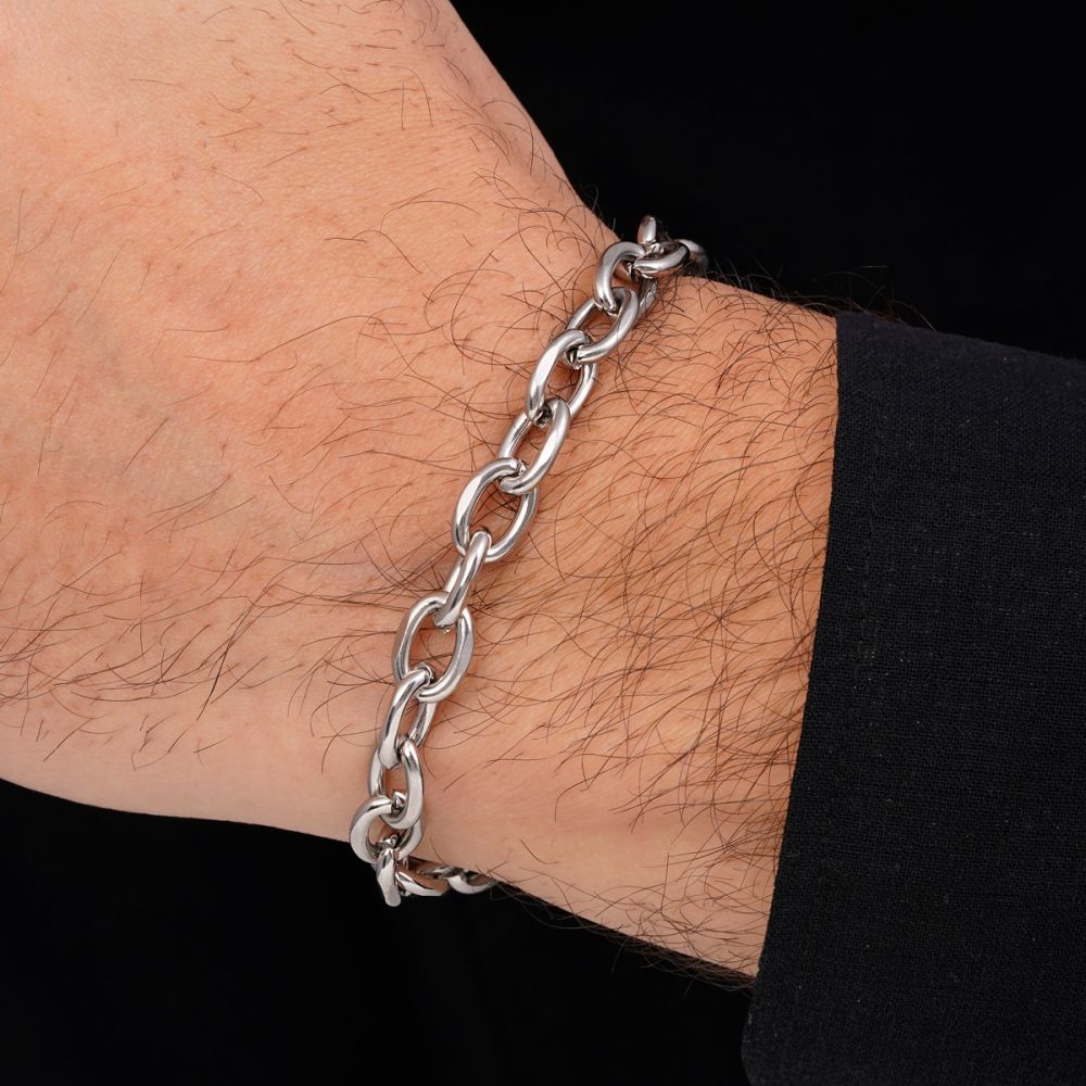 تصویر دستبند استیل 304 رولو 7.5میل سفید