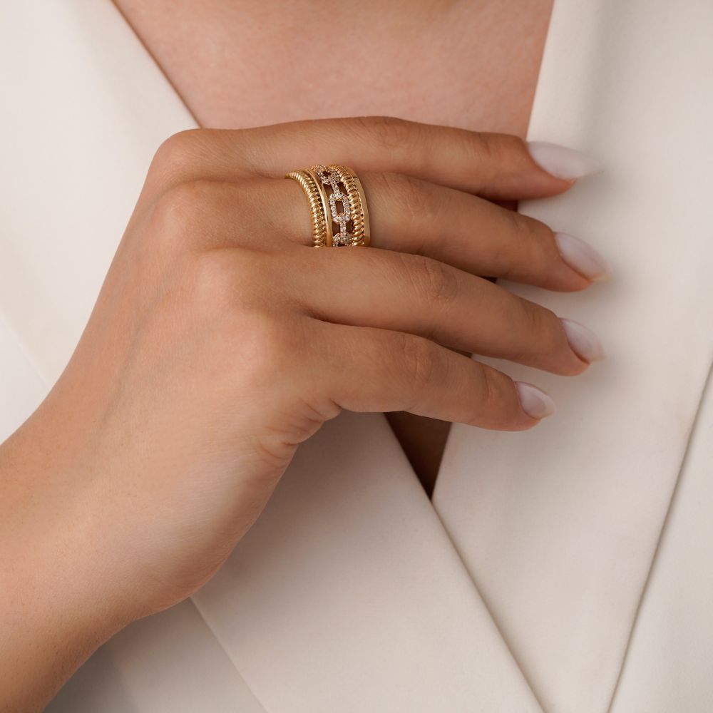 انگشتر شوپینگ پورتوفینو طلایی (پک 3 عددی)