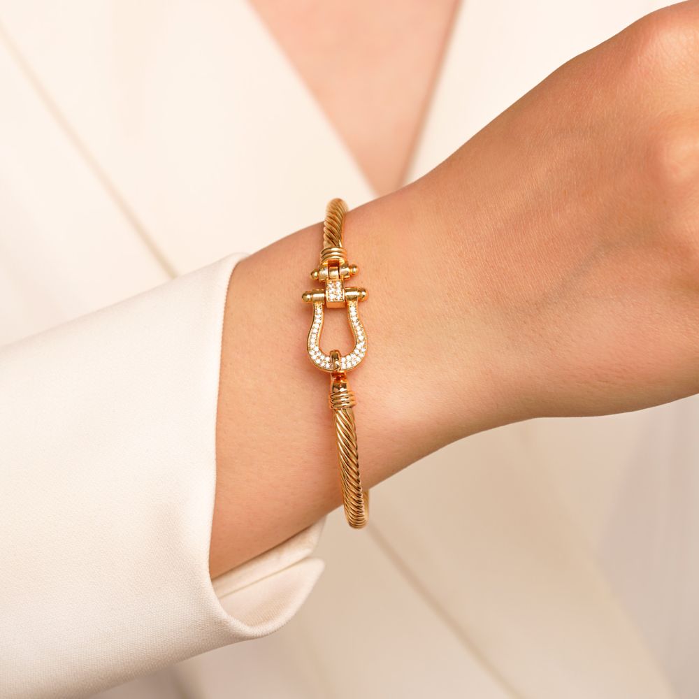 تصویر دستبند النگویی Ysx فرد طلایی(سایز3)