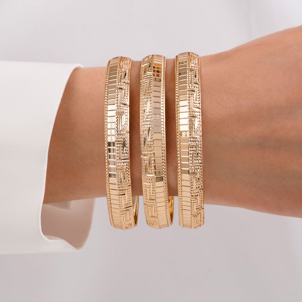 تصویر النگو 1 سانت زنانه کد 1012 طلایی ضمانتی(بسته3 عددی)