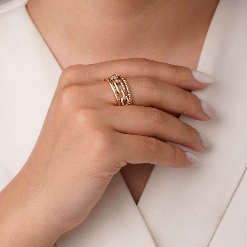 انگشتر شوپینگ پورتوفینو طلایی (پک 3 عددی)