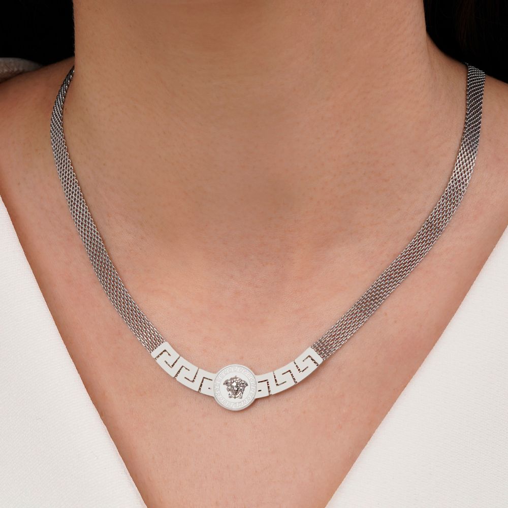 تصویر گردنبند ورساچه استیل 304 نقره ای 