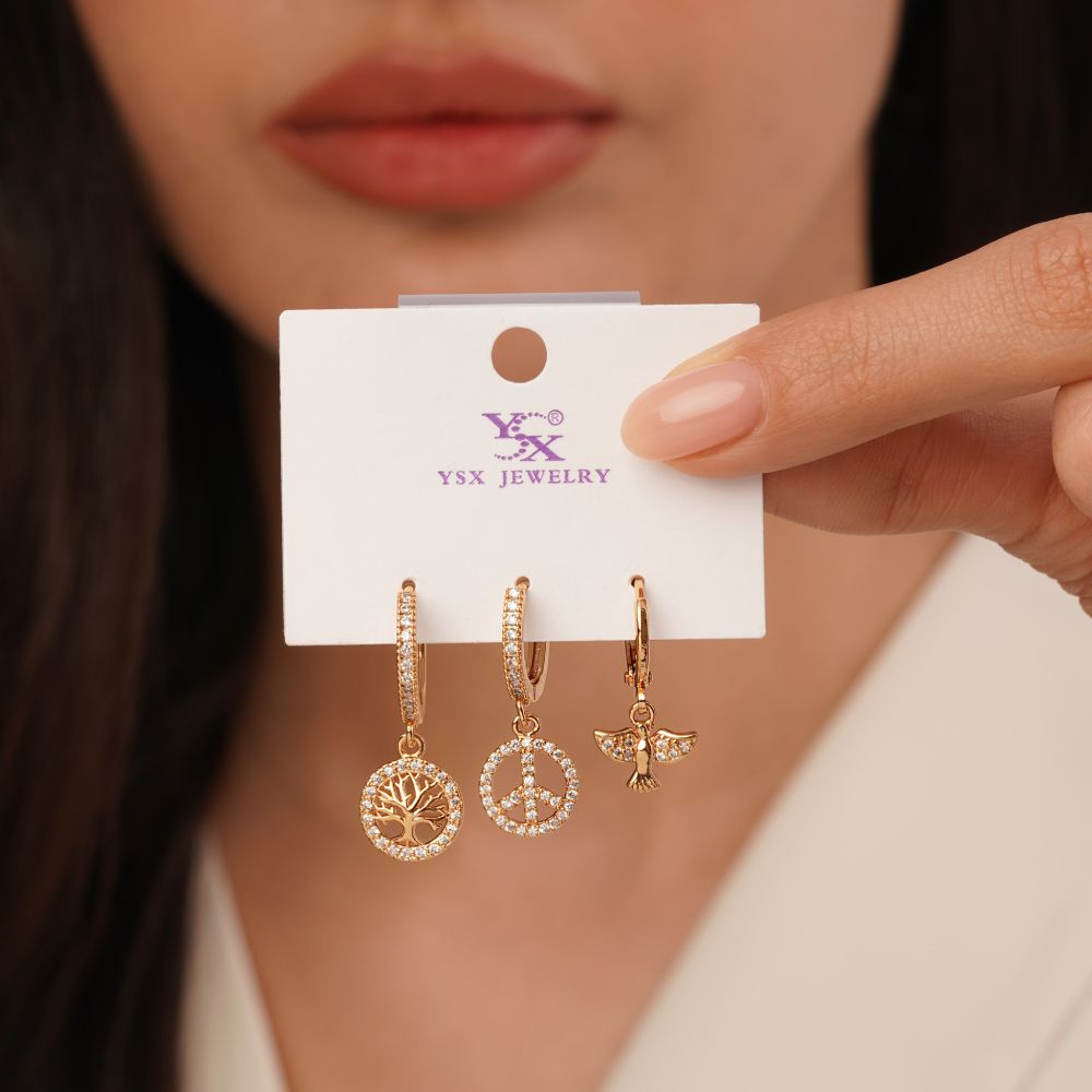 گوشواره Ysx سه عددی طلایی