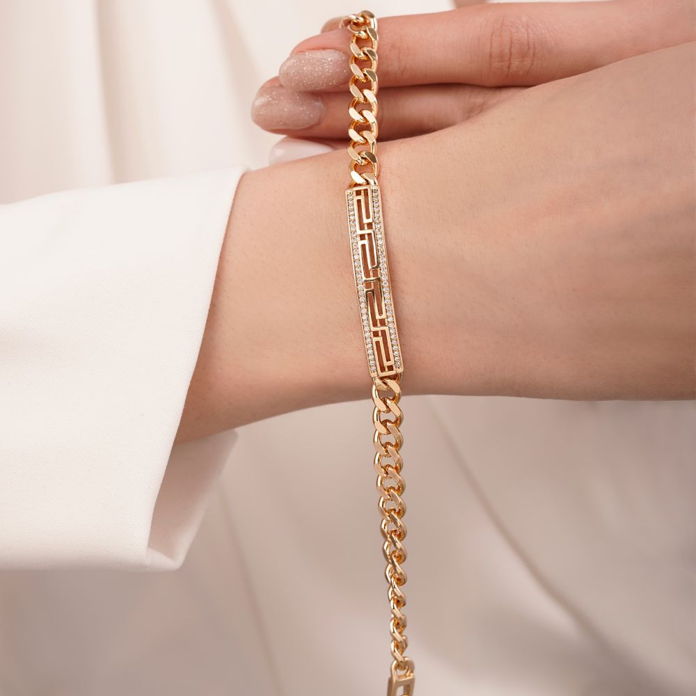 تصویر دستبند شوپینگ کارتیر پلاک دار طلایی