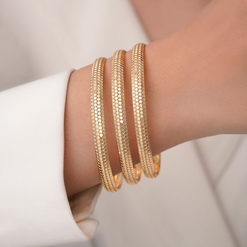 تصویر النگو 6 میل زنانه کد 605 طلایی ضمانتی (بسته3 عددی)	